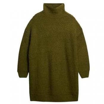 Superdry Women's Chunky Rib Knit Midi Dress in Dark Moss Green Size M