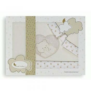 Sábanas Cuna Corazón Oso Beige