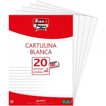 Fixo Paper 11110970 - Pack de 20 cartulinas, A4, color blanco, 180g/m²