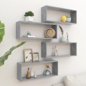 Estante cubo de pared 4 uds aglomerado gris hormigón 60x15x23 cm
