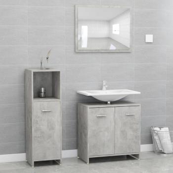 Juego muebles de baño 3 piezas madera ingeniería gris hormigón