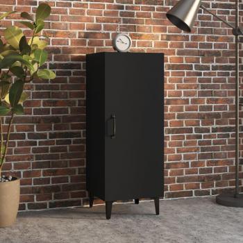Aparador de madera contrachapada negro moderno 34,5x34x90 cm, mueble de almacenaje para salón, buffet y armario auxiliar
