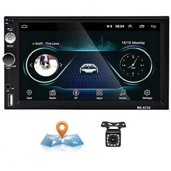 CAMECHO Android Radio Coche Bluetooth 7 Pulgadas Pantalla Táctil, Radio 2 DIN GPS con Enlace Espejo/WiFi/USB/SD/AUX/FM Reproductor de automóvil + Cámara Trasera