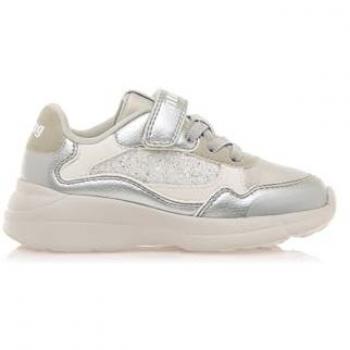 Zapatillas Deportivas de Niña Mustang Kids Mare-Evo Plata con Glitter y Cierre de Cordones