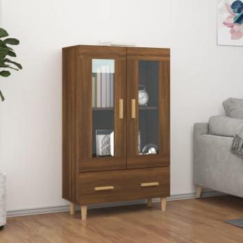 Aparador alto de madera contrachapada marrón roble 70x31x115 cm, Mueble de Almacenaje de Salón, Buffet para salón Moderno, Armario Auxiliar, Armario de Almacenamiento