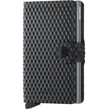 Cartera de Cuero Secrid Miniwallet Cubic en Negro y Gris