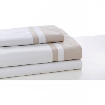 ESTELA - Juego de sábanas Lisos Marbella Color Hueso-Piedra - Cama de 150 cm