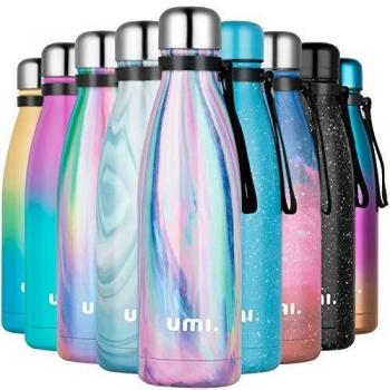 UMI. by Amazon - Botella Agua Acero Inoxidable 500ml, Termo Cafe para Llevar, Botella Térmica con Aislamiento de Vacío de Doble Pared, Sin BPA, para Niños Adultos, Deporte, Oficina, Viaje, Iris