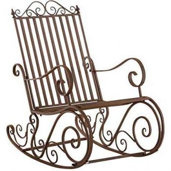 Silla giratoria CLP con asiento de metal marrón y mecedora de hierro Smilla en color marrón