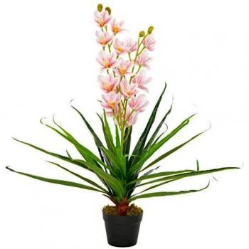 vidaXL - Orquídea artificial con maceta para casa, oficina, interior y exterior, auténtica, realista, color rosa