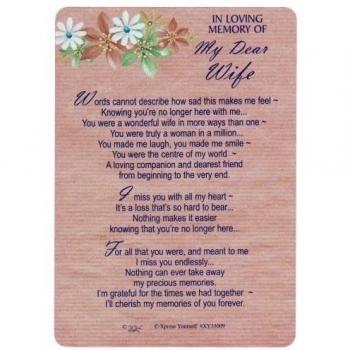 Xpress Yourself Loving Memory Graveside Memorial Card & Holder 15cm X 10cm Relations Friends Etc - My Dear Wife 35009
