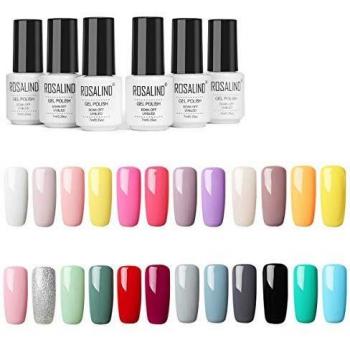 ROSALIND 24PCS/Set esmaltes semipermanente color rojo gel barniz UV LED duradero Esmalte de gel de uñas,7ml