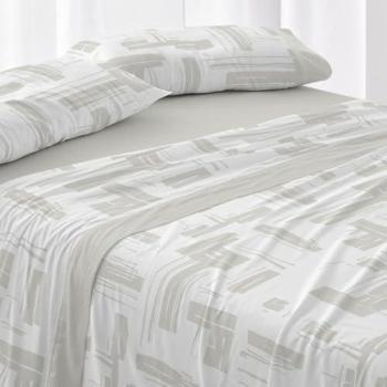 Juego de Sábanas Étnicas 50% Algodón Diseño Geométrico Moderno Color Salvia Cama de 135cm (5 Medidas Disponibles) Fácil Planchado