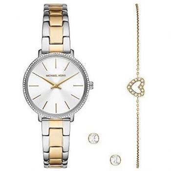 Michael Kors Reloj para mujer Pyper, movimiento de dos manecillas, con paquete especial que incluye pulsera y aretes