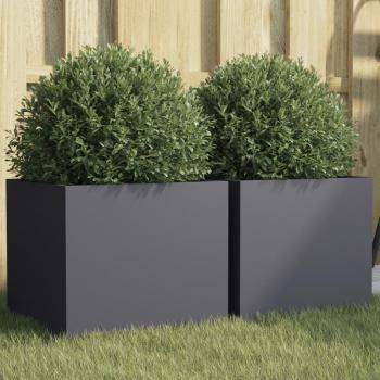 vidaXL Anthracite Steel Planters (2 pcs) 32x30x29 cm