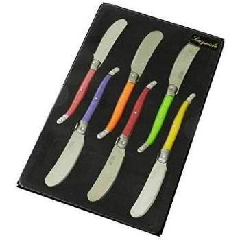 LAGUIOLE 7506P-6 - Juego de 6 Cuchillos de Mantequilla, Colores Pastel