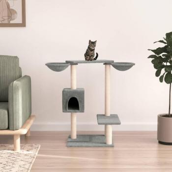 Rascador para gatos con postes y varilla de rasguño gris claro 82 cm