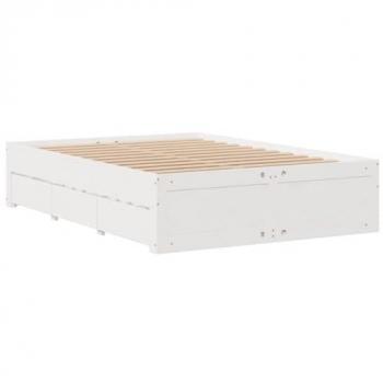 Cama solar sin colchón con cajones de madera de pino blanco 140x190 cm