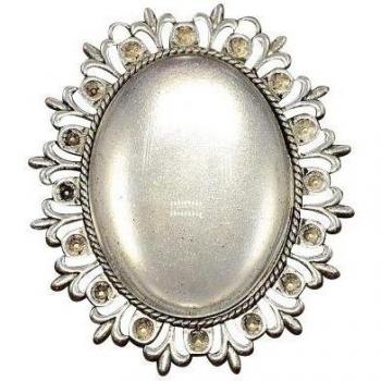 Pandahall,5 Series Cabujon de aleacion y ajustes rhinestone y 40x30 mm ovalada cubre conjuntos de vidrio transparente, sin plomo y sin niquel, plata antigua, cabujones ajustes: 56x49x2 mm; bandeja: 40x30 mm; Ajuste para 2mm rhinestone