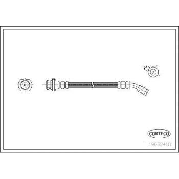 Latiguillo de freno CORTECO 19032418 - Tipo: Latiguillo de freno; Características: Fabricado por CORTECO, número de pieza 19032418, diseñado para proporcionar una conexión segura en el sistema