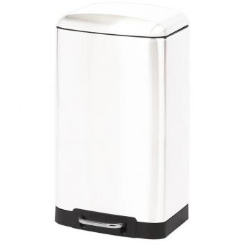 Cubo pedal rectangular metálico blanco 30L