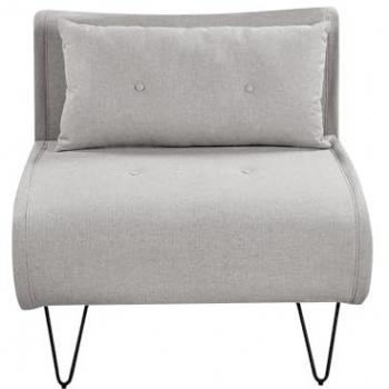 Sofá cama individual glamuroso de tela gris claro con cojín Vestfold