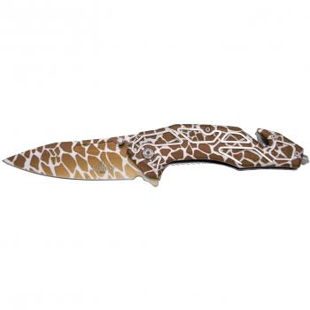 Navaja de seguridad Third K2906 con mango de Aluminio anodizado y hoja de Acero 420 de 10 cm, incluye cutter para cinturón de seguridad y punta rompevidrio