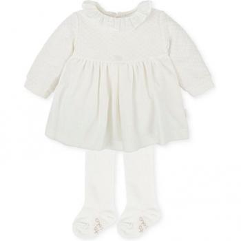 Vestido de bebé niña tundosado con cuello volante Tutto Piccolo