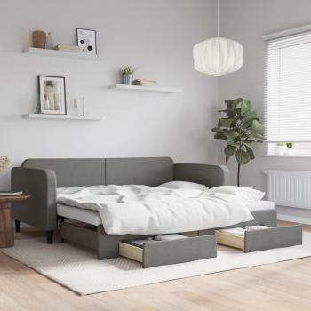 Sofá cama nido con cajones de tela gris oscuro 90x200 cm