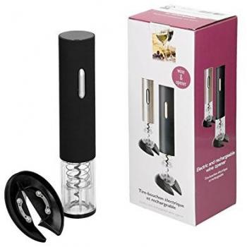ECD Germany Sacacorchos eléctrico Destapador de botellas de vino con Cortador de papel aluminio y Soporte