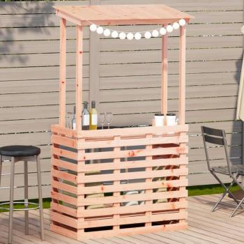 Solid Wood Outdoor Bar Table with Roof - 112.5x57x195.5 cm, Weather-Resistant, Dual Shelves