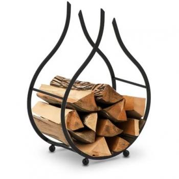 Estante para leña - 25 kg - acero negro - buena ventilación