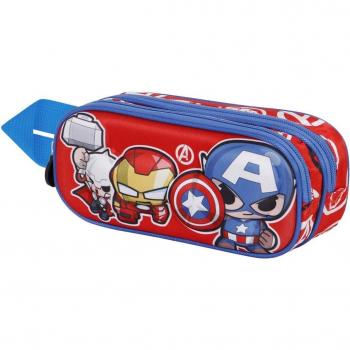 Estuche portatodo doble 3D Los Vengadores Impact Marvel Karactermania Rojo
