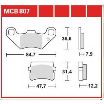 Almohadilla de freno TRW Lucas MCB807 - Juego de pastillas de freno con alta capacidad de frenado, menor desgaste, resistencia a altas temperaturas y bajo nivel de ruido