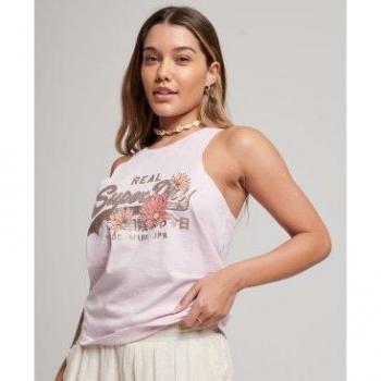 Superdry Camiseta sin Mangas Vintage Vl Narrative para Mujer (Rosa)
