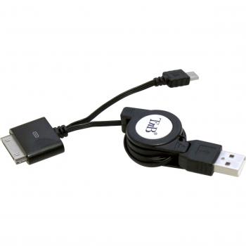 T'nB CIISMART1 - Cable retráctil Micro USB/Base para iPhone, color negro