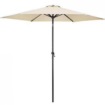 Sombrilla Beige de Aluminio Ø300cm con Manivela y Protección UV 80+ para Jardín y Terraza