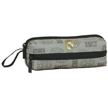 Safta 842008823 Estuche portatodo triple 3 cremalleras escolar Real Madrid CF, Gris