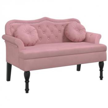 Banco con cojines terciopelo rosa 120,5x65x75 cm