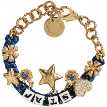 Dolce & Gabbana Star Chain Charm Bracelet Gold Blue Yellow Female ONE SIZE