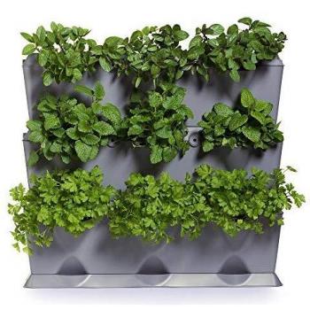 1 Juego de Minigarden Vertical para 9 Plantas, Jardín Vertical Modular y Extensible, Colocar en el Suelo o Colgar en la Pared, Mecanismo de Drenaje Innovador, Largo Ciclo de Vida