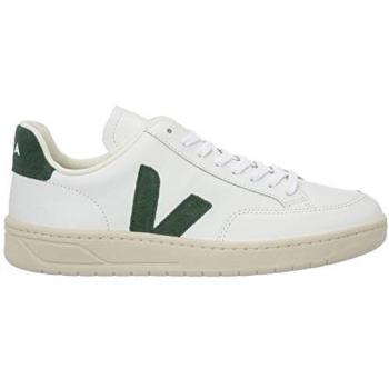 Veja V-12 Leather Sneakers - Extra White/Cyprus - Male - Size UK 8 (US 9)