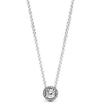 Pandora Timeless Classic Elegance Round Sparkle Halo Necklace in Sterling Silver with Zirconia, 45 cm