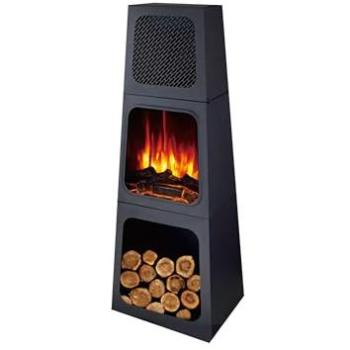 Estufa eléctrica decorativa piramidal CHE-730 con efecto llamas LED, calefactor independiente, dos potencias y termostato ajustable
