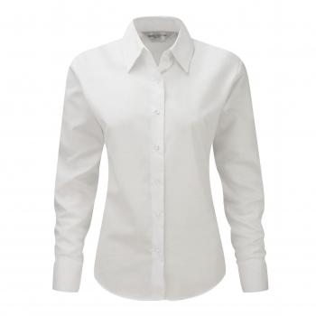 Russell Collection Ladies Long Sleeve Easy Care Oxford Shirt : Color - White : Size - M