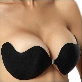 Sujetador copa C sin tirantes, negro, cómodo, push up para un escote perfecto - Grande by RIVENBERT