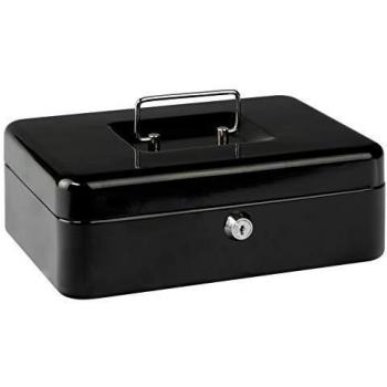BURG-WÄCHTER Caja de caudales con cerradura de llave y bandeja para dinero, Chapa de acero, Money 5025, Negro