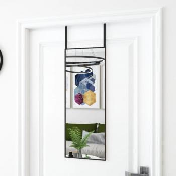 Espejo de puerta rectangular de cristal y aluminio negro 30x80 cm para vestidor, maquillaje, tocador, baño y pasillo