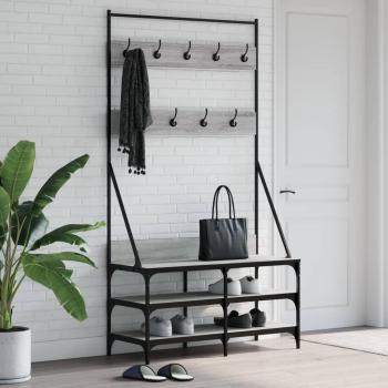 Perchero con Zapatero Soporte para Ropa Estantes para Zapatos Color Gris Sonoma 100x40x184 cm