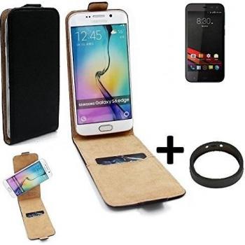 TOP SET: Caso Smartphone para Phicomm Clue M cubierta del estilo del tirón 360°, negro + anillo protector, cubierta del tirón - K-S-Trade